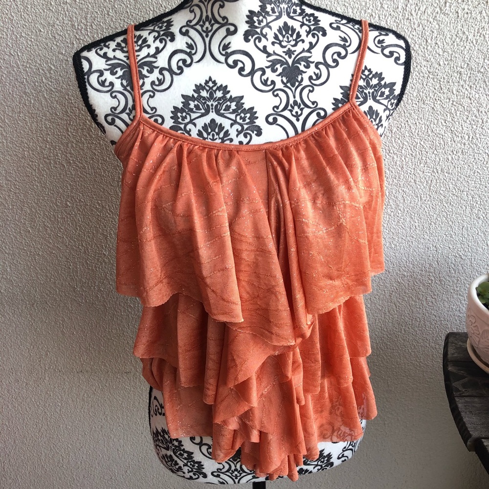 Charlotte Russe Burnt Orange Layered Top/ Blouse
